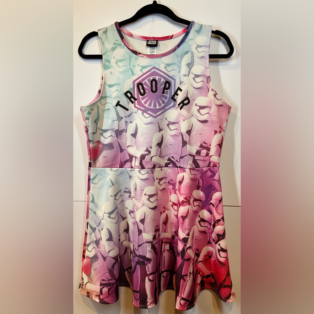 Star Wars Stormtrooper Ombré Skater Dress Pink/Purple Sleeveless Size XL